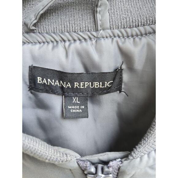 Banana Republic Gray Bomber Jacket Mens Sz XL Full Zip Nylon Casual Streetwaer - Picture 2 of 5